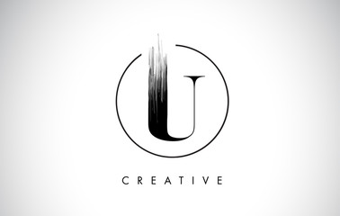 U Brush Stroke Letter Logo Design. Black Paint Logo Leters Icon. © twindesigner