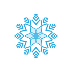 Silhouette blue snowflake on white background