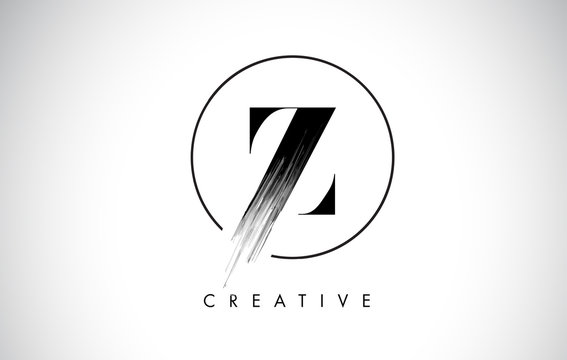 Z Brush Stroke Letter Logo Design. Black Paint Logo Leters Icon.