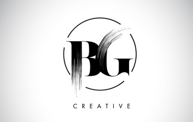 BG Brush Stroke Letter Logo Design. Black Paint Logo Leters Icon.