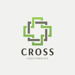 Medical center logo with a cross. Abstract geometric cross symbol. Christian cross icon. Doctor logo help icons business logo