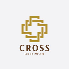 Fototapeta premium Medical center logo with a cross. Abstract geometric cross symbol. Christian cross icon. Doctor logo help icons business logo