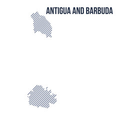 Vector abstract hatched map of Antigua and Barbuda with oblique lines isolated on a white background.