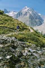 Fototapeta na wymiar The Tour du Mont Blanc is a unique trek of approximately 200km around Mont Blanc that can be completed in between 7 and 10 days passing through Italy, Switzerland and France.