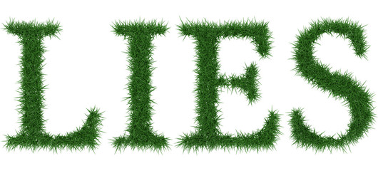 Lies - 3D rendering fresh Grass letters isolated on whhite background.