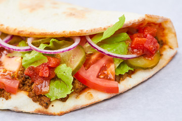 sandwich wrap with meat and vegetables