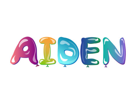 Aiden male name text balloons