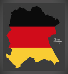 Bonn map with German national flag illustration