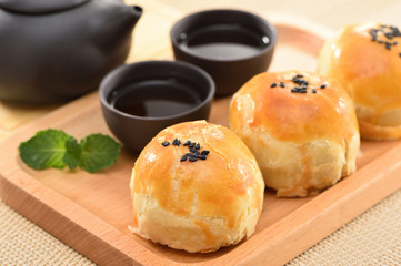 yolk pastry(Egg yolk shortcake) isolated on white background
