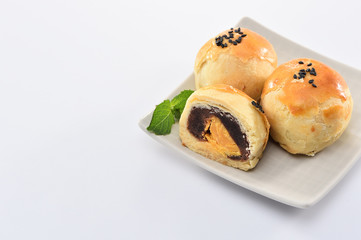 yolk pastry(Egg yolk shortcake) isolated on white background
