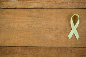 Directly above view of spotted green Lymphoma Awareness ribbon