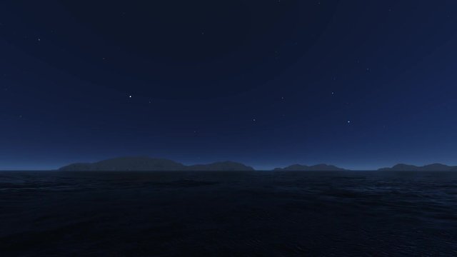 Wave ocean at stars night.