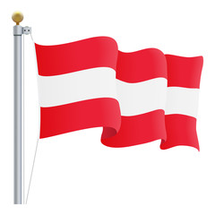 Waving Austria Flag Isolated On A White Background. Vector Illustration. Official Colors And Proportion. Independence Day