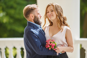 Young couple, love story, newlyweds, fun to cuddle
