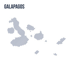 Vector abstract hatched map of Galapagos with oblique lines isolated on a white background.
