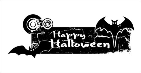 Halloween Bats Grunge Banner Vector
