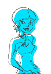 Fashion Girl Vector Sketching