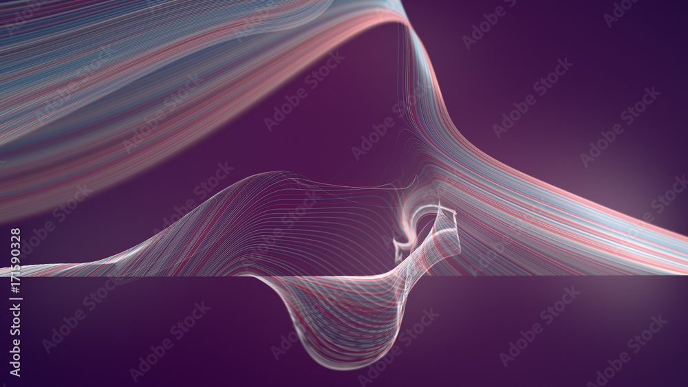 Fototapete digital colored lines abstract background. 3d rendering