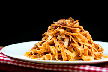 tasty pasta Italian meat sauce pasta on the table