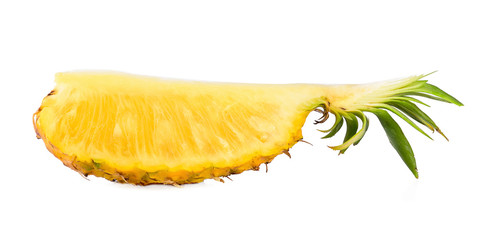 Slice pineapple isolated on white background.