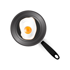 Fried eggs in a frying pan. Vector.