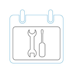 Vector illustration of a spanner. Icon with image of keys and calendar for application, website, infographics, business-orientations on white background