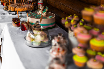 Tables for celebrate with decoration and dishes - food and beverages