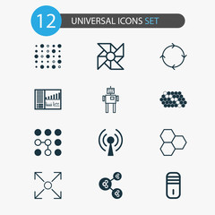 Learning Icons Set. Collection Of Branching Program, Recurring Program, Radio Waves And Other Elements. Also Includes Symbols Such As Microprocessor, Conditional, Toy.