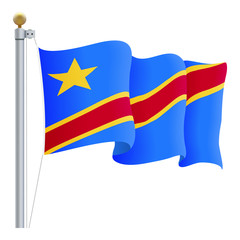 Waving Democratic Republic Of Congo Flag Isolated On A White Background. Vector Illustration. Official Colors And Proportion. Independence Day