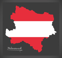 Niederoesterreich map of Austria with Austrian national flag illustration