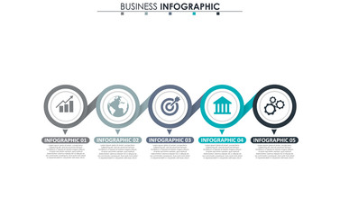 Business data, chart. Abstract elements of graph, diagram with 5 steps, strategy, options, parts or processes. Vector business template for presentation. Creative concept for infographic
