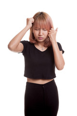 Fototapeta na wymiar Young Asian woman got sick and headache.