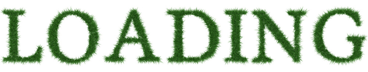 Loading - 3D rendering fresh Grass letters isolated on whhite background.
