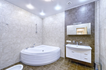 Modern interior of the bathroom in the new house.
