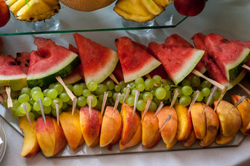 close up of a fresh fruits on a buffet