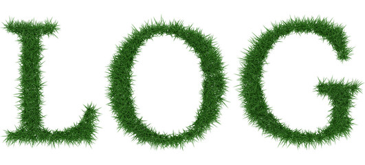 Log - 3D rendering fresh Grass letters isolated on whhite background.