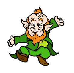 Old Leprechaun Character in Dancing Pose