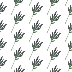 Fototapeta na wymiar Watercolor seamless pattern, floral background. Green leaves.