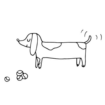 Vector hand drawn dachshund dog silhouette
