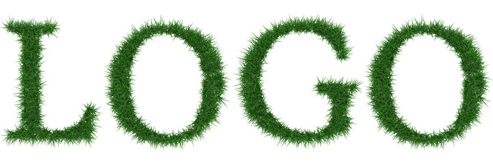 Logo - 3D rendering fresh Grass letters isolated on whhite background.