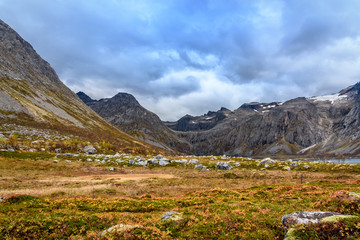 Beautiful mountain range landscape, Tromso, Norway