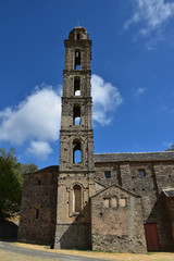 Fototapeta na wymiar Clocher de l'église baroque San Giovanni di Moriani en Corse