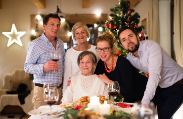 Beautiful big family celebrating Christmas together.