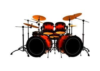 Fototapeta na wymiar 3D Rendering Drums Set on White