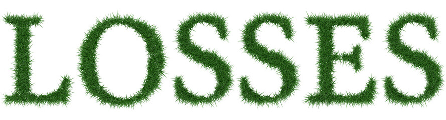 Losses - 3D rendering fresh Grass letters isolated on whhite background.