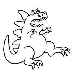 Cartoon big angry dinosaur. Vector illustration.