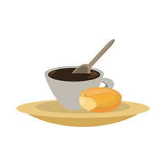 coffee cup and bread icon over white background colorful design vector illustration