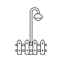 street lamp light wooden fence park element vector illustration
