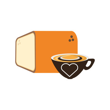coffee cup and bread icon over white background colorful design vector illustration