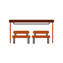 the bus stop with bench chair waiting vector illustration